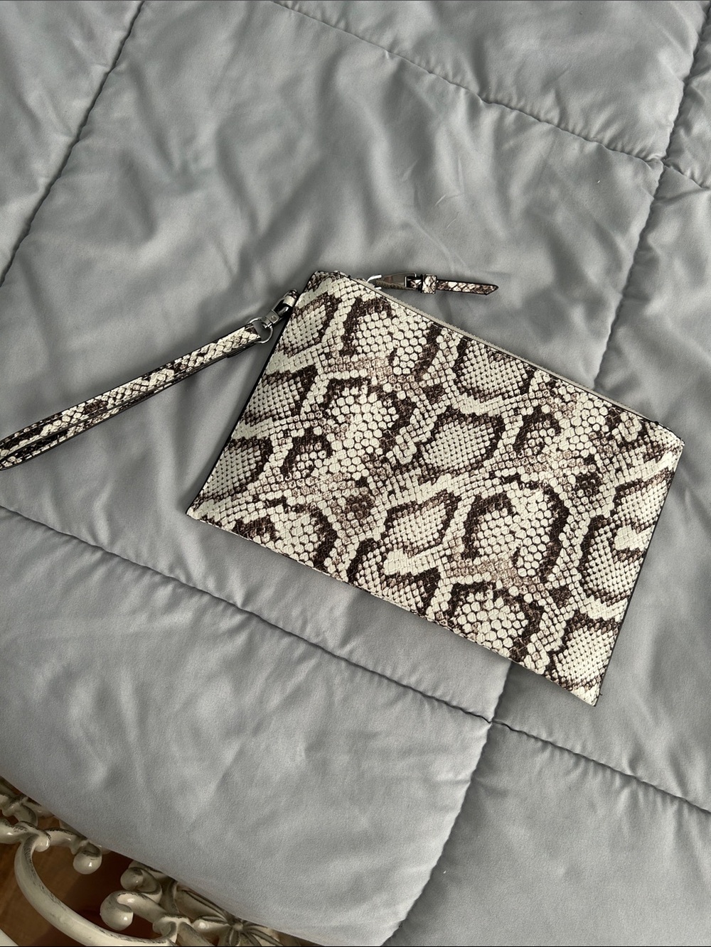 Snake Print Wristlet Clutch - Neutral Tones